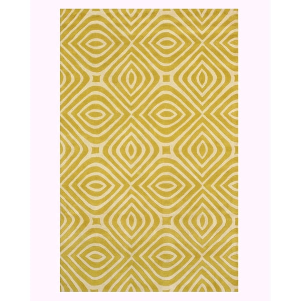 Marla Hand-tufted Wool Yellow Transitional Geometric Rug ME106YL8X10 - main
